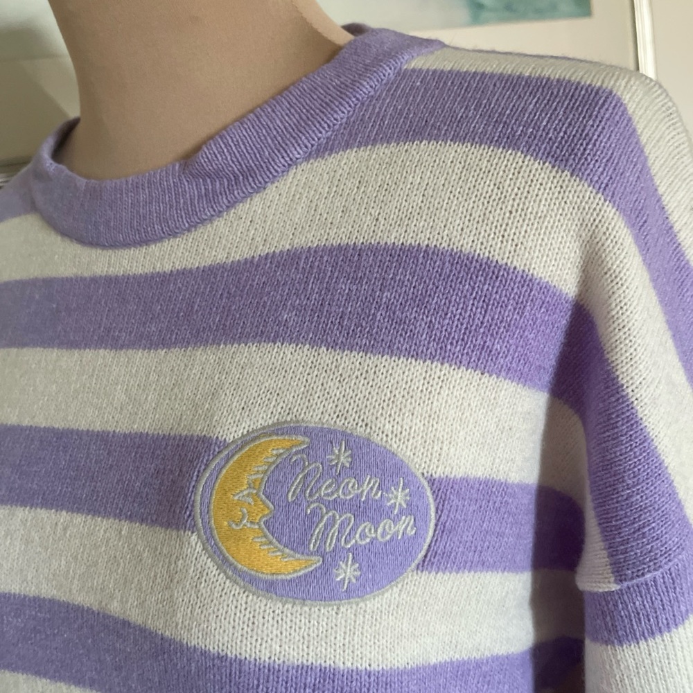‘NEON MOON’ original pastel lavender oversized striped sweater